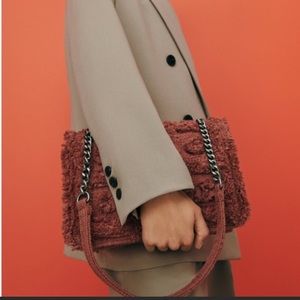 ZARA Fabric Frayed Cotton Shoulder Bag